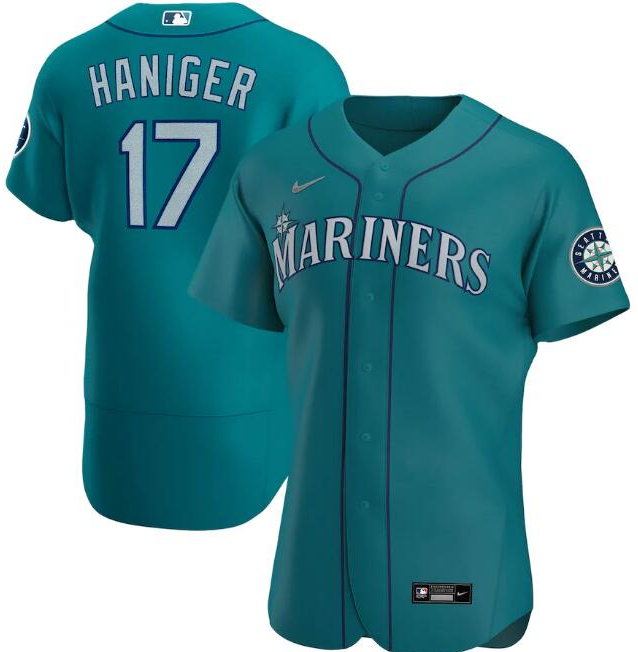 Men's Seattle Mariners #17 Mitch Haniger Aqua Flex Base Stitched jersey